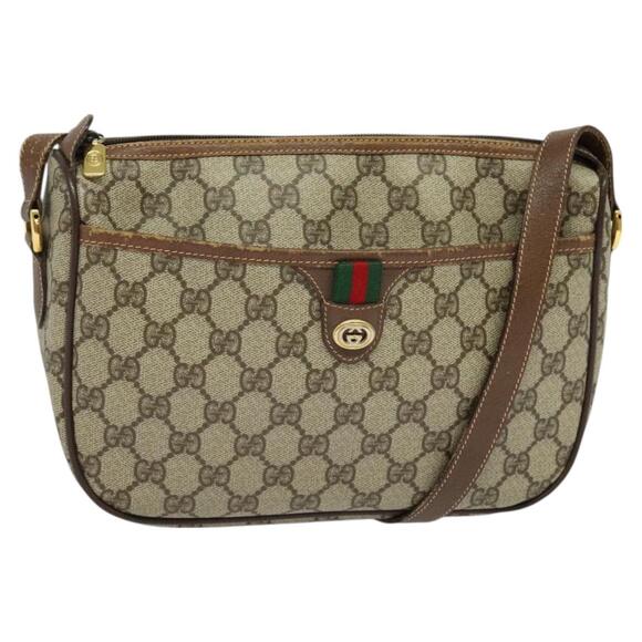 GUCCI GG Supreme Web Sherry Line Bag Pvc Beige Gold 89 02 077 - Picture 1 of 16